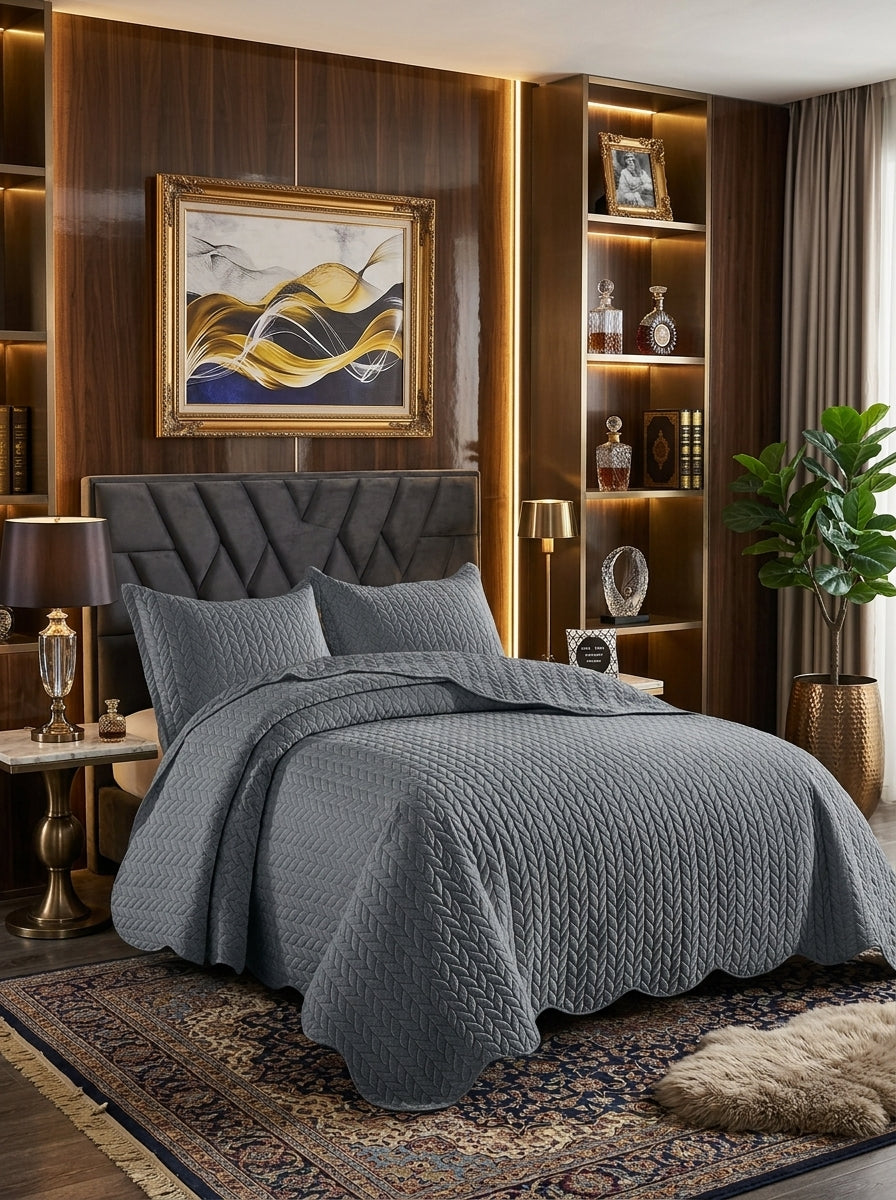 Classic Quilted Bed Throw – Embossed Bedspread