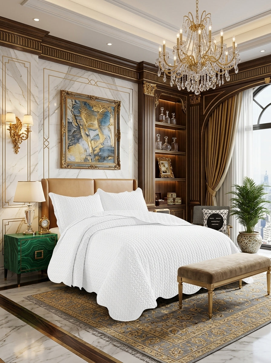 Classic Quilted Bed Throw – Embossed Bedspread