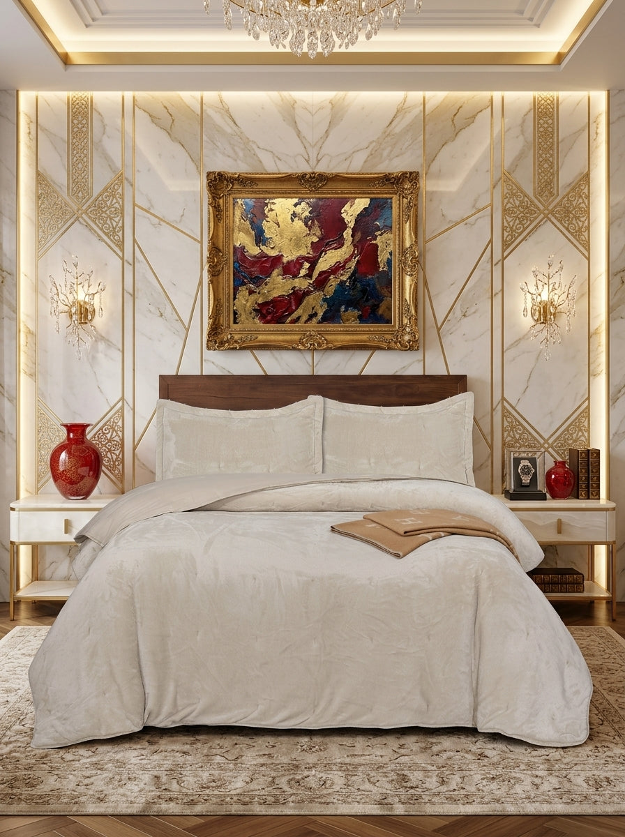 Velvet Embossed Bedspread Throw – Soft Bedroom Cover