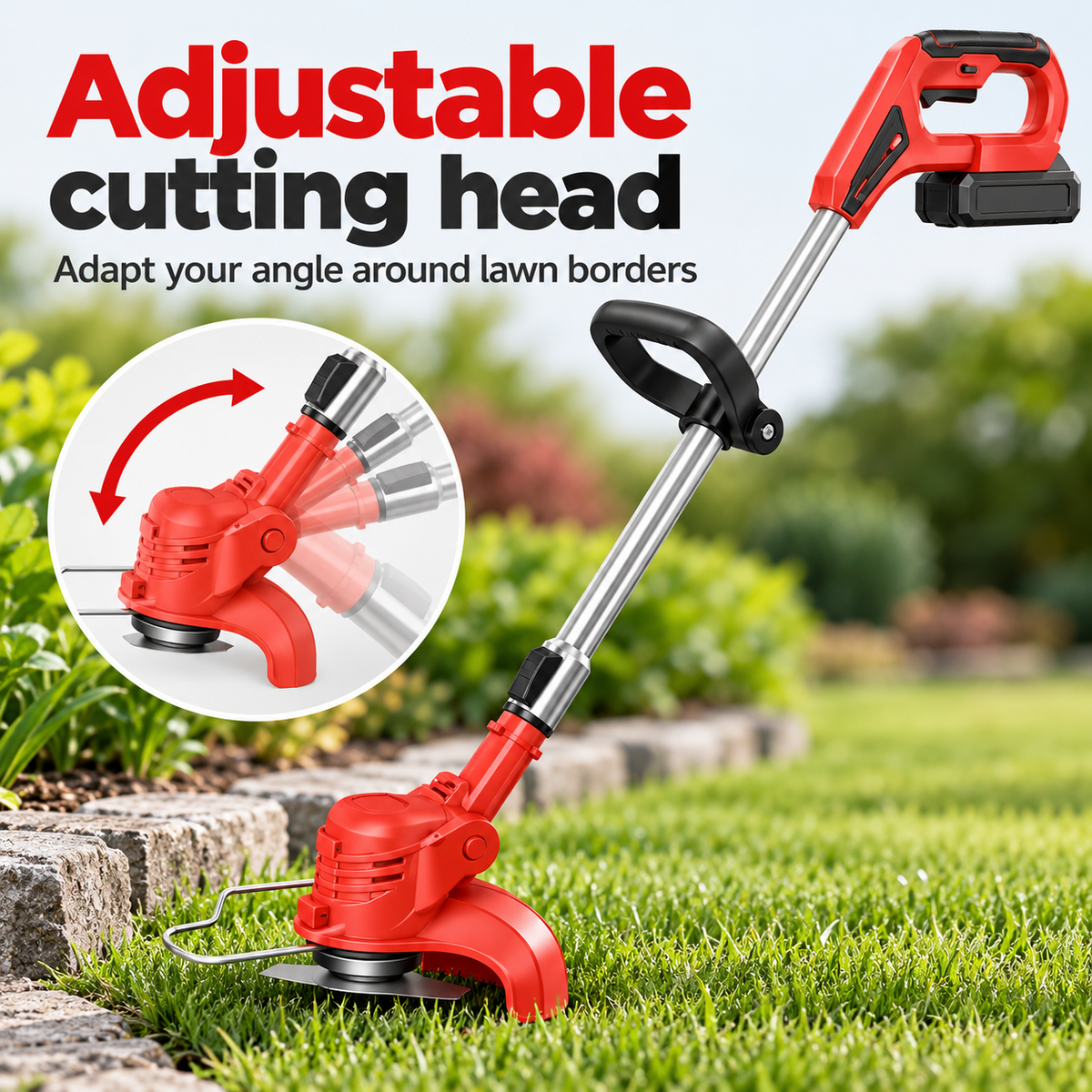 21V Cordless Grass Trimmer with Adjustable Cutting Head