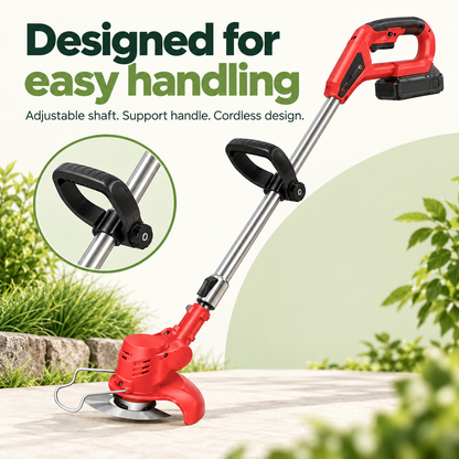 21V Cordless Grass Trimmer with Adjustable Cutting Head