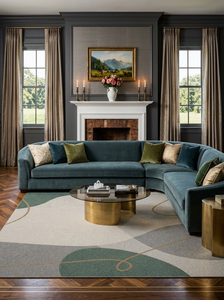 Andalusia Patterned Area Rug – Green & Beige