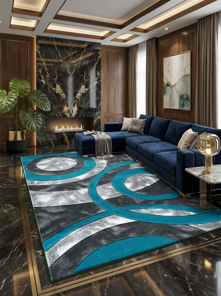 Retro Abstract Rug – Contemporary Living Room Carpet