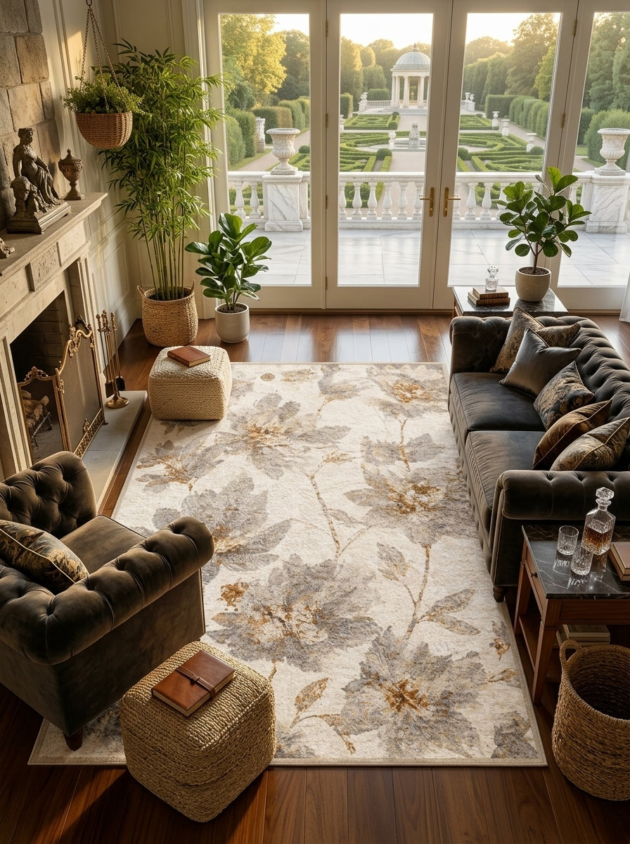 Andalusia Patterned Area Rug – Green & Beige