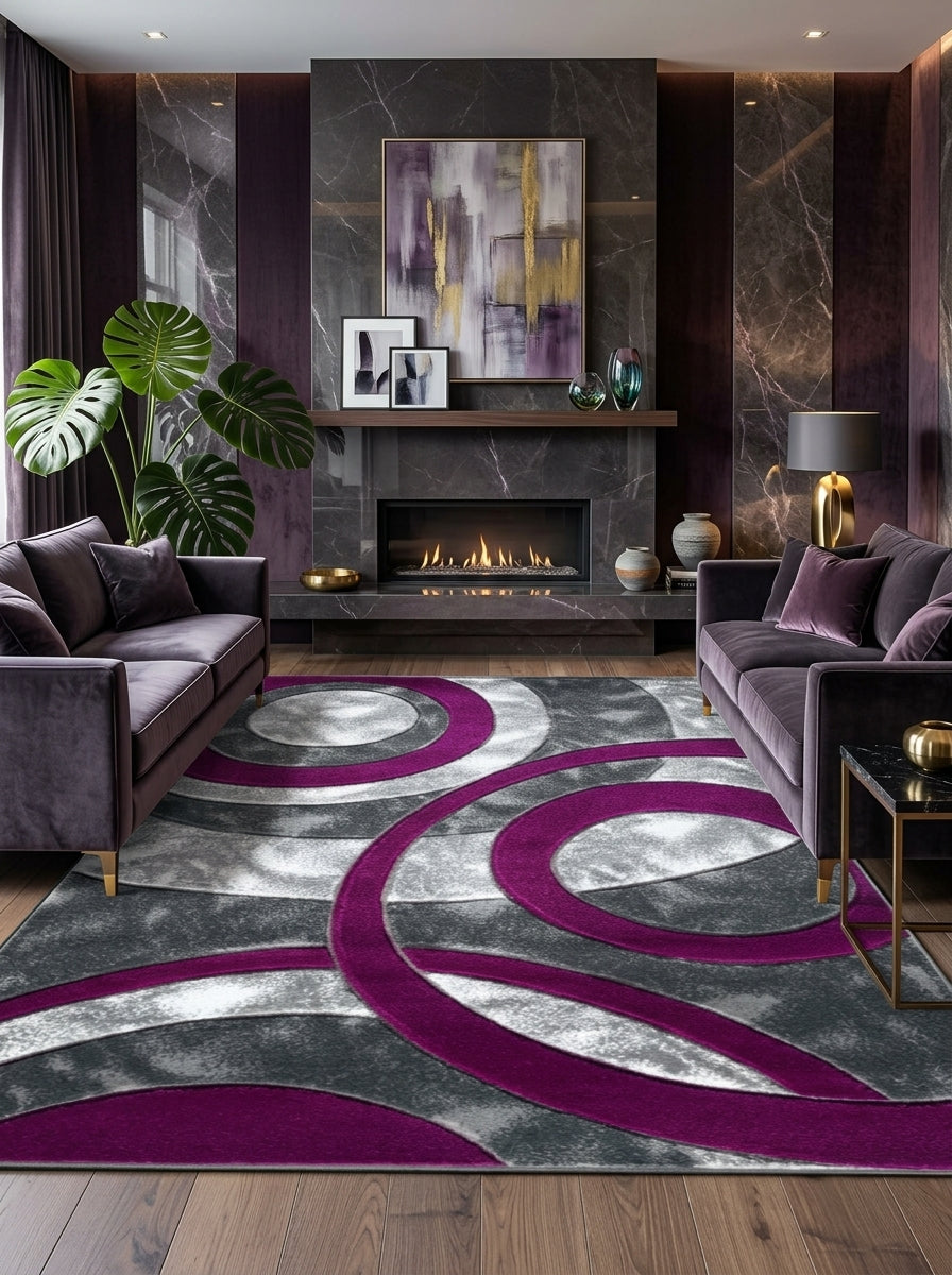 Retro Abstract Rug – Contemporary Living Room Carpet