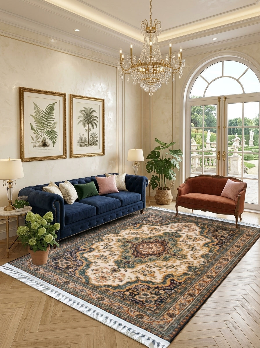 Traditional Living Room Rug – Classic Patterned Design
