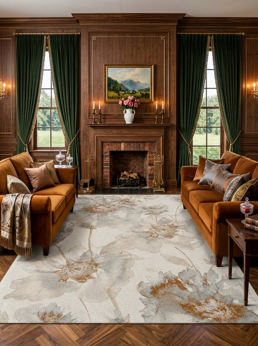 Andalusia Patterned Area Rug – Green & Beige