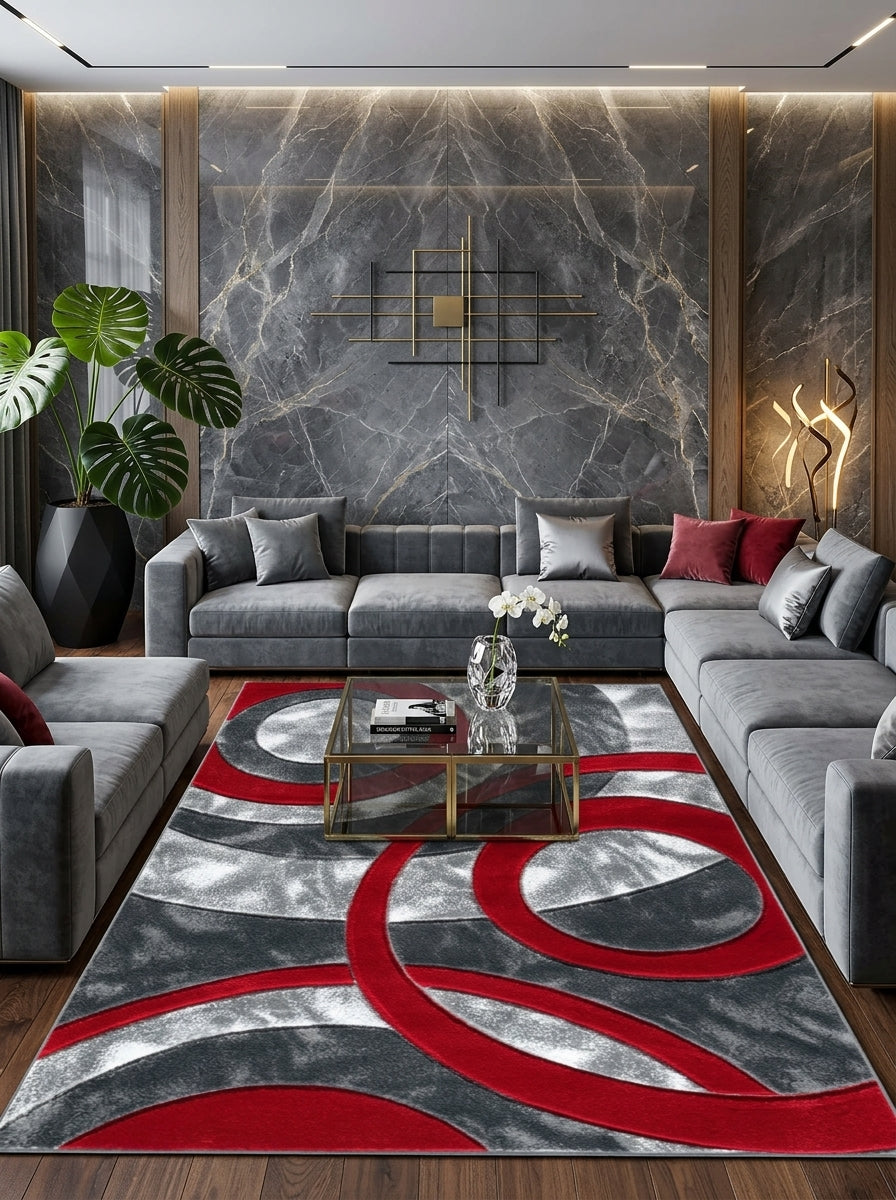 Retro Abstract Rug – Contemporary Living Room Carpet