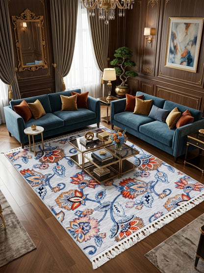Vintage Printed Rug – Traditional Low-Pile Design