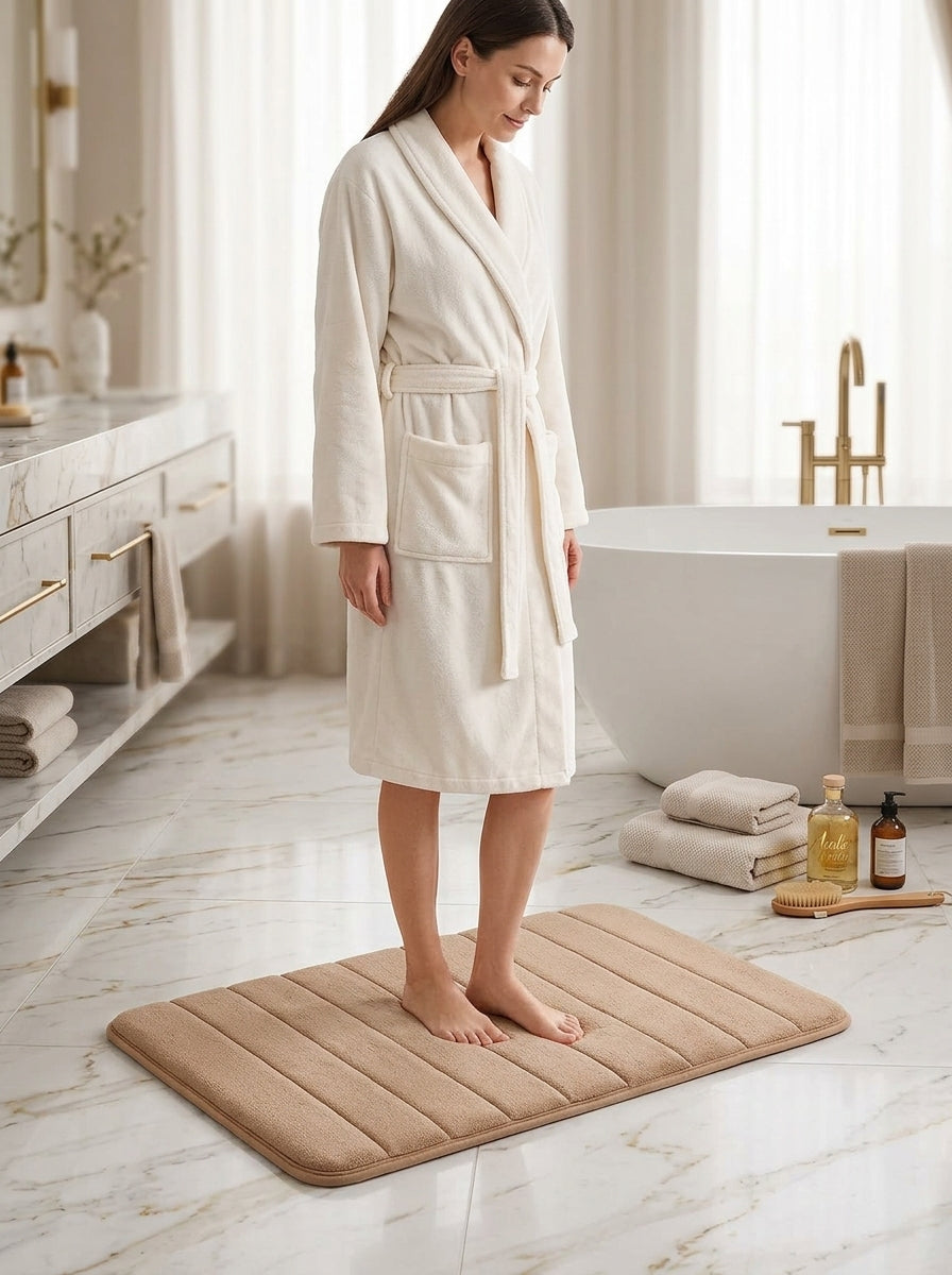 Absorbent Non-Slip Bath Mat & Pedestal Mat Set