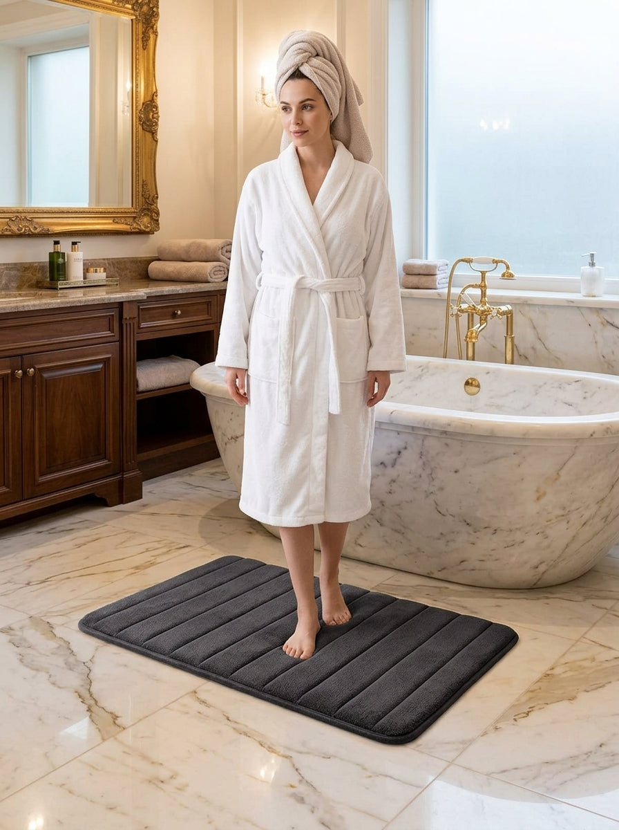 Absorbent Non-Slip Bath Mat & Pedestal Mat Set