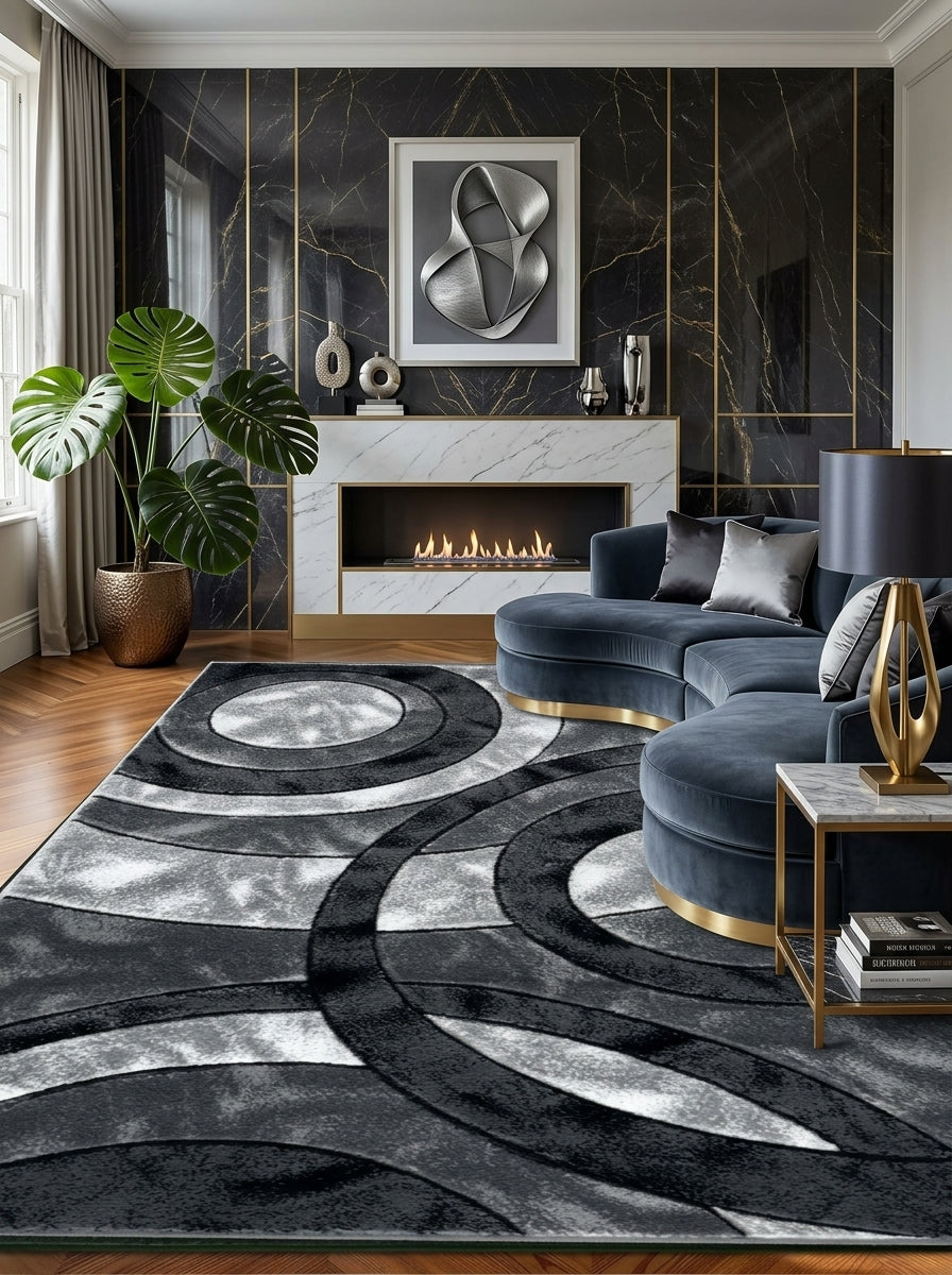 Retro Abstract Rug – Contemporary Living Room Carpet