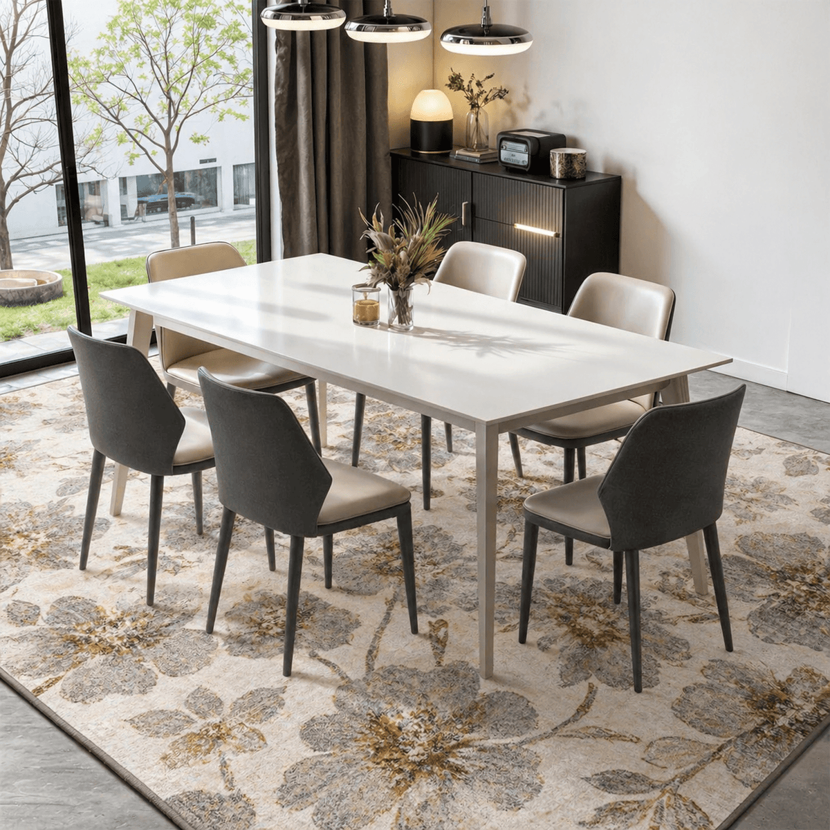 Andalusia Patterned Area Rug – Green & Beige