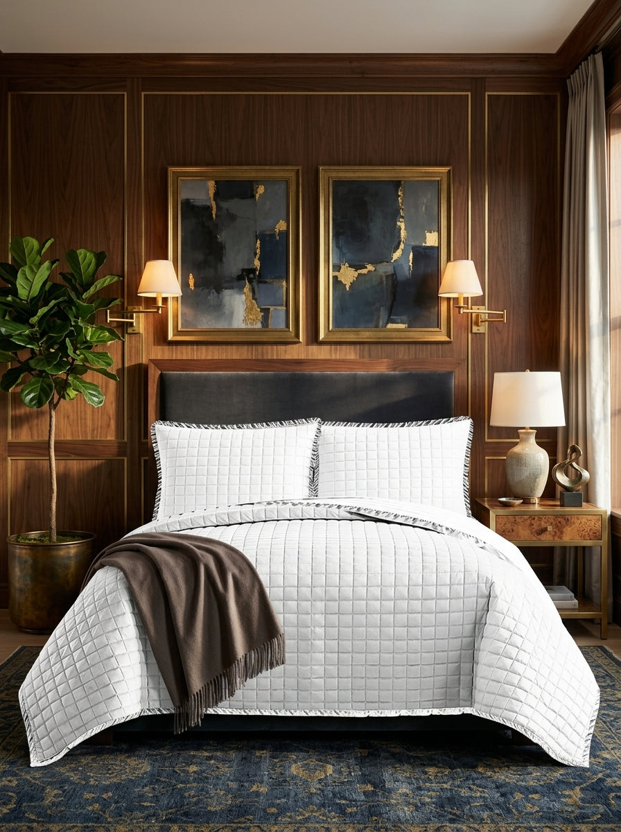 Quilted Bed Throw Set – 3 Piece Bedspread Bedding