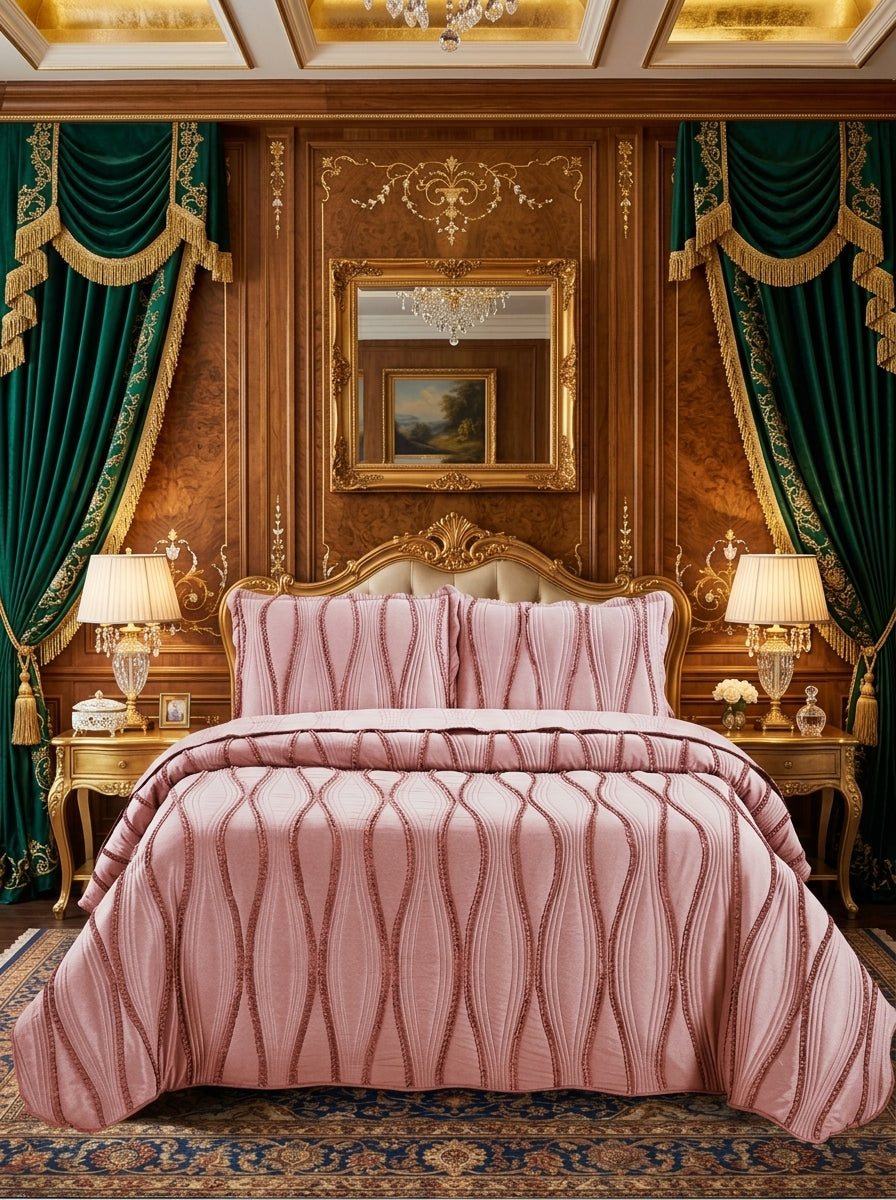Luxury Quilted Bedspread Set – Decorative Bed Throw