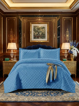 3 Piece Embossed Quilted Bedspread Set with Pillow Covers