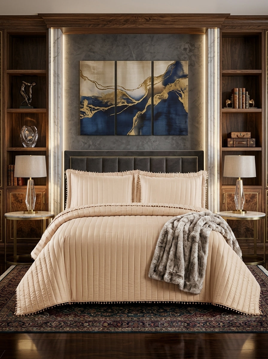 Quilted Comforter Bedspread Set – Embossed Bedding