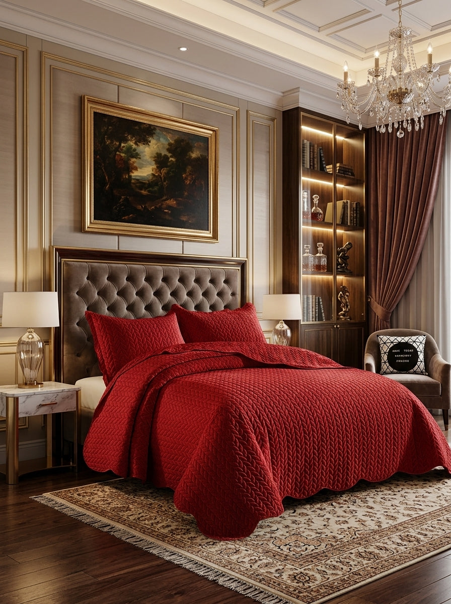 Classic Quilted Bed Throw – Embossed Bedspread