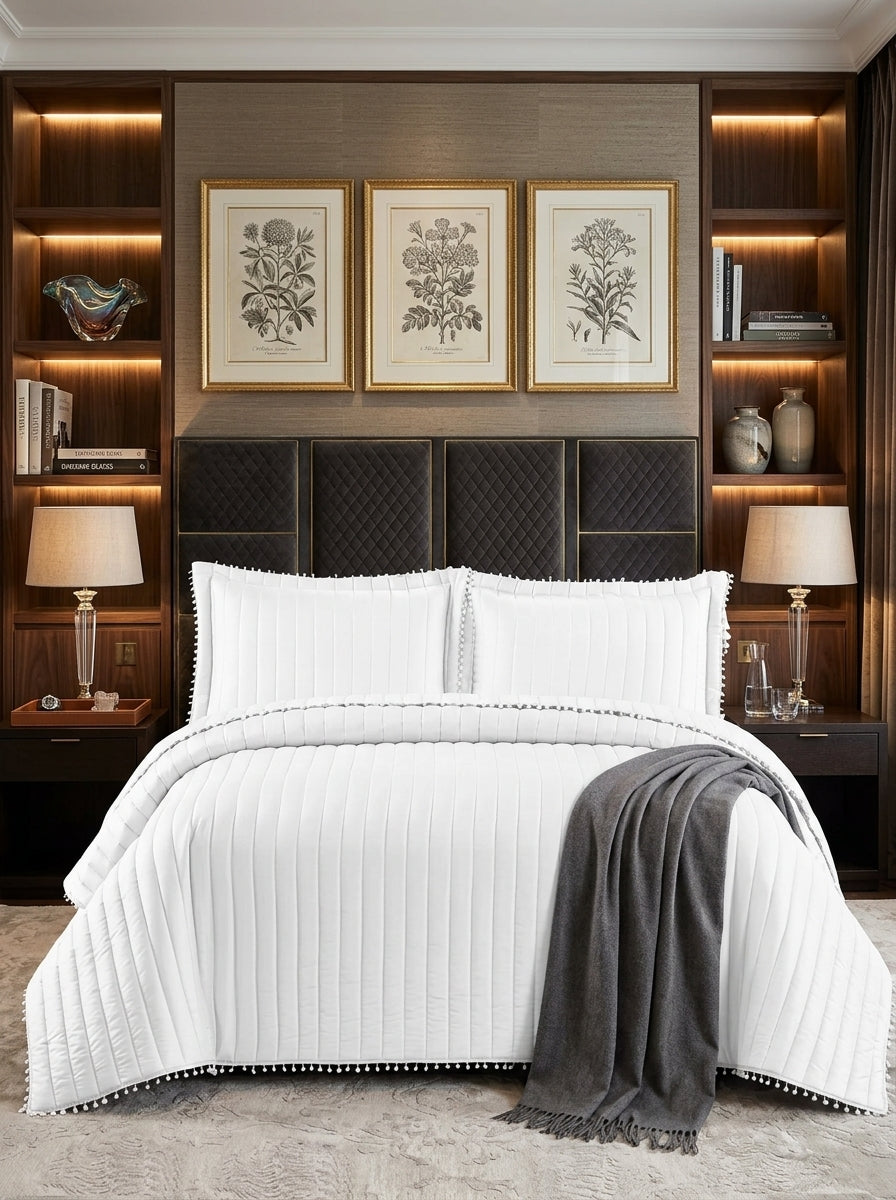 Quilted Comforter Bedspread Set – Embossed Bedding