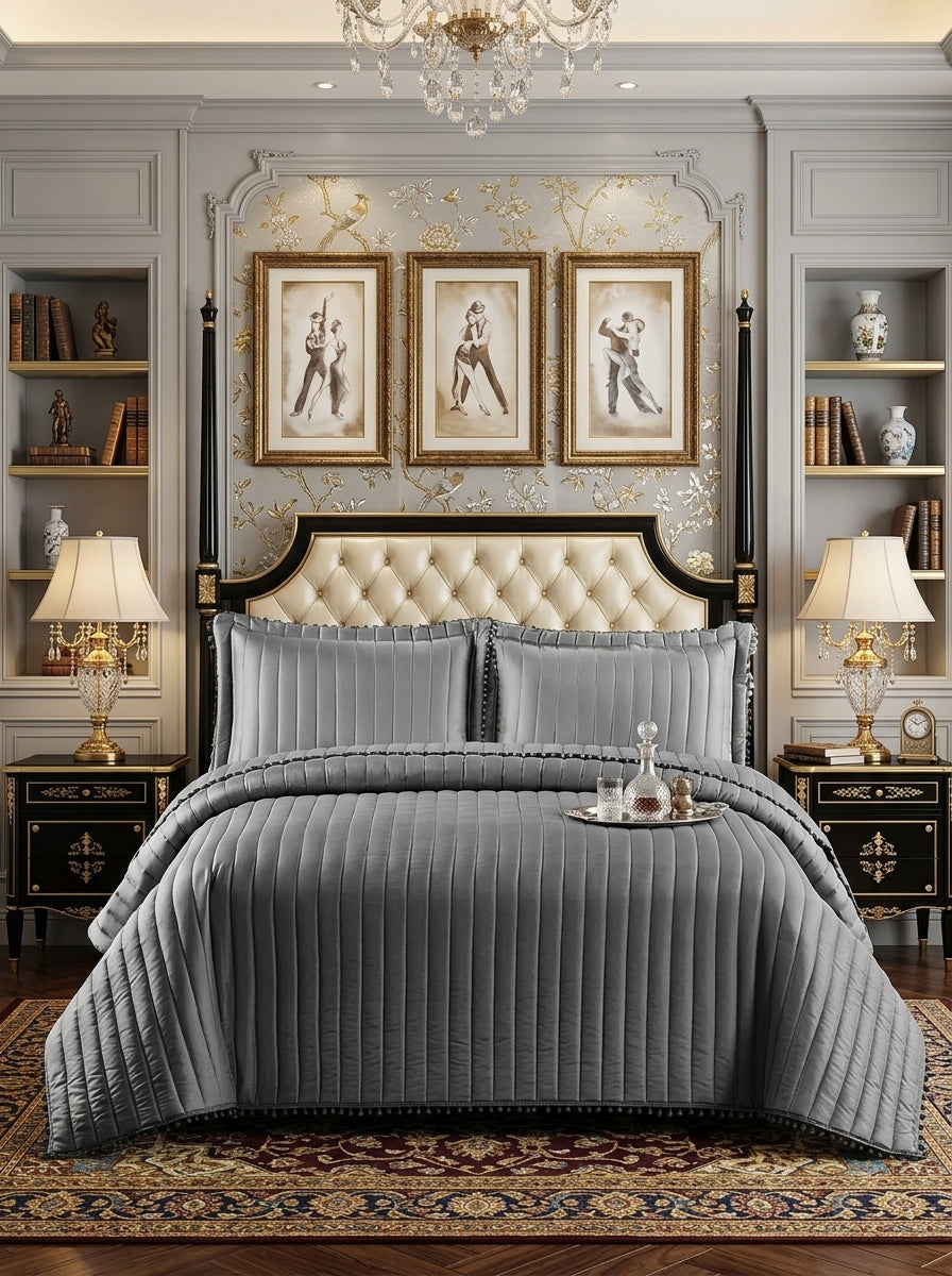 Quilted Comforter Bedspread Set – Embossed Bedding