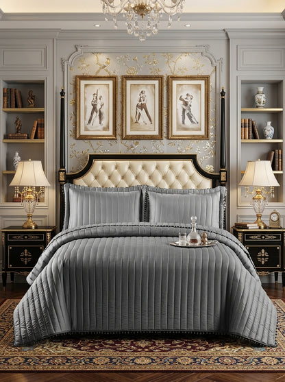 Quilted Comforter Bedspread Set – Embossed Bedding