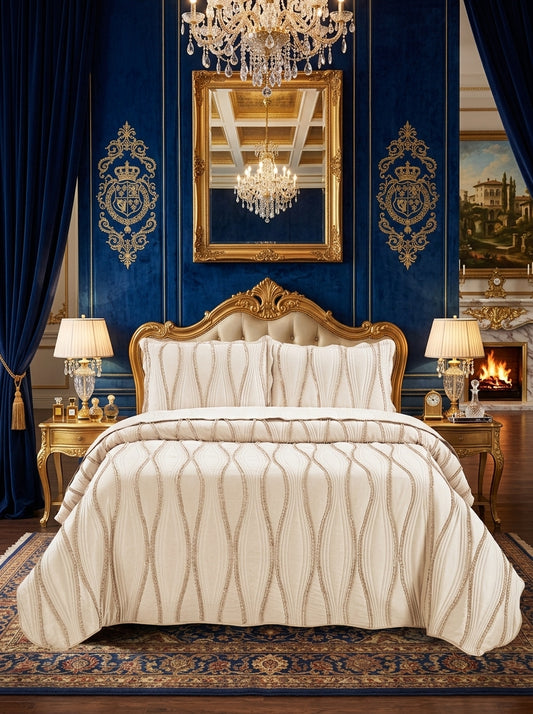 Luxury Quilted Bedspread Set – Decorative Bed Throw