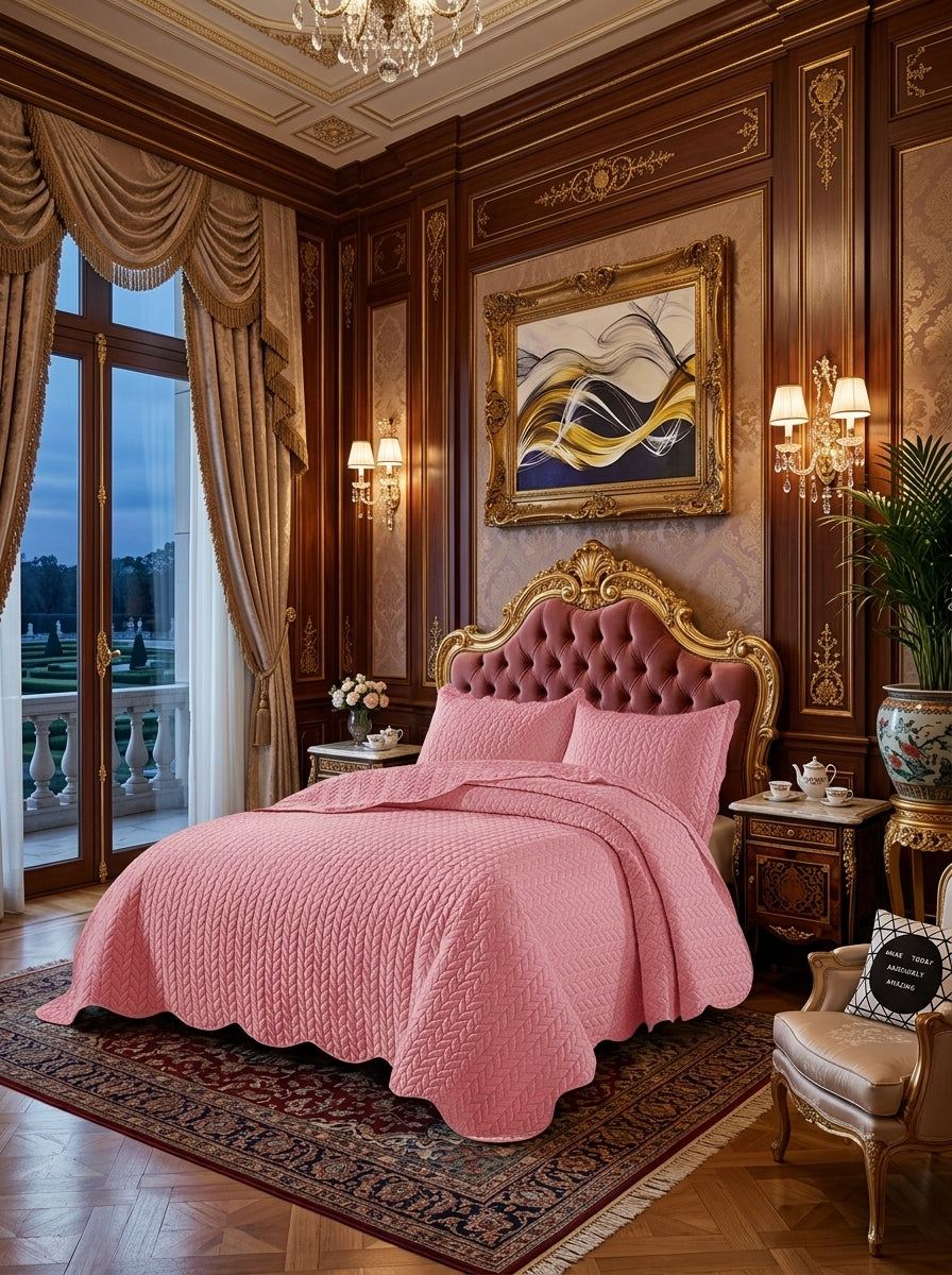 Classic Quilted Bed Throw – Embossed Bedspread