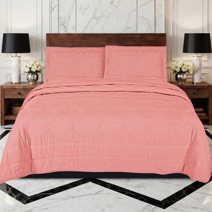 Embossed Quilted Bedspread Set – Pillow Shams Included