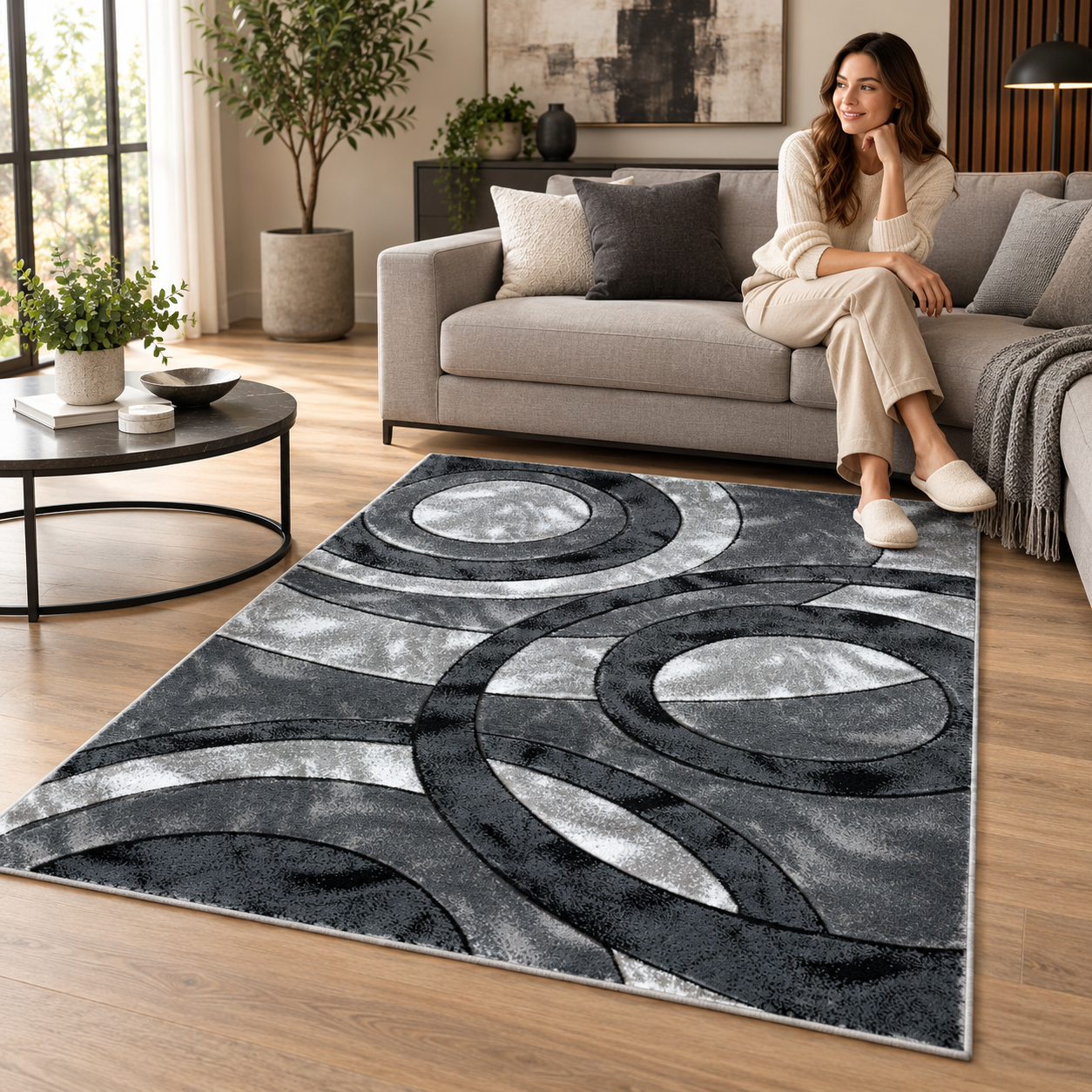Retro Modern Statement Living Room Rug
