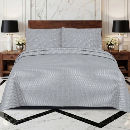 Embossed Quilted Bedspread Set – Pillow Shams Included