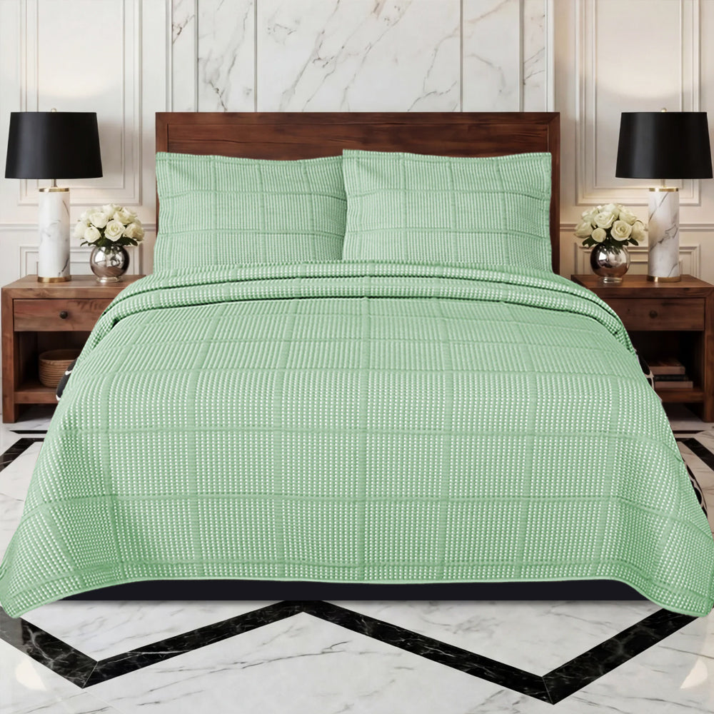Embossed Quilted Bedspread Set – Pillow Shams Included