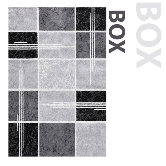Geometric Box Pattern Rug – Modern Living Room