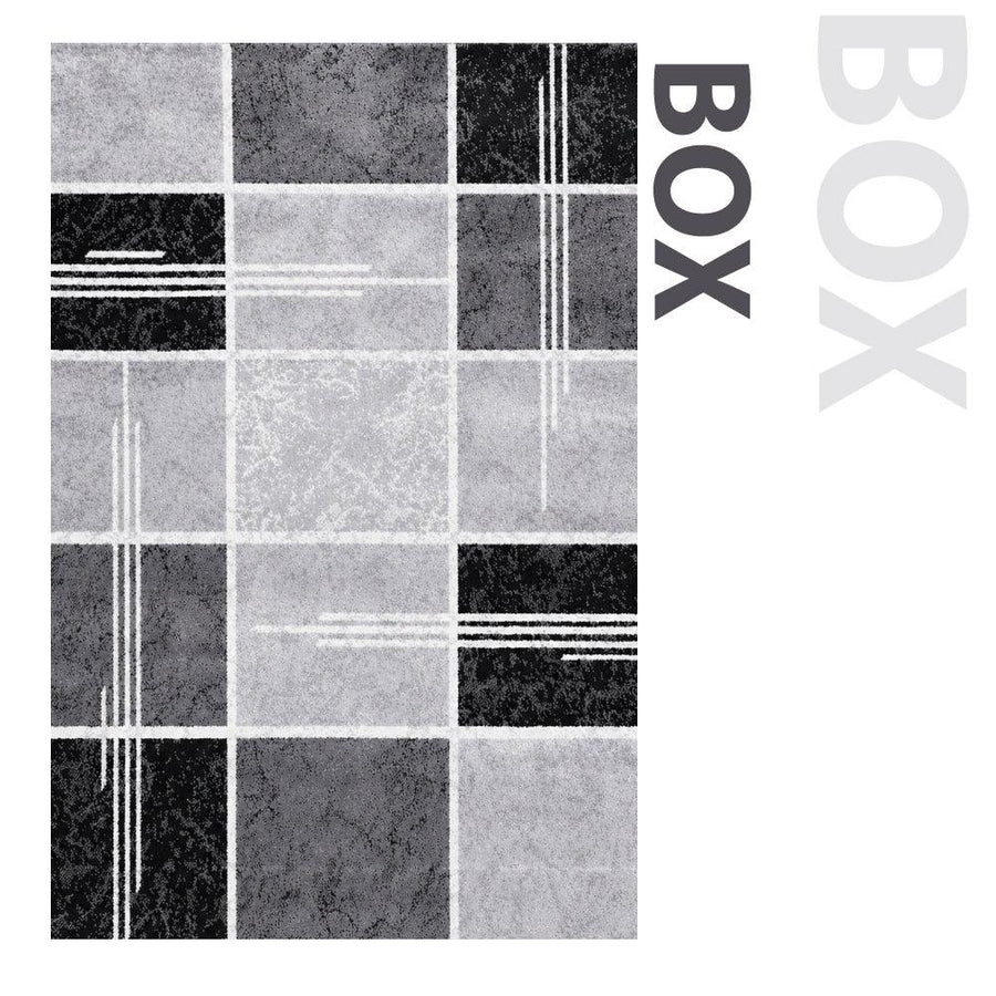 Geometric Box Pattern Rug – Modern Living Room