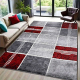 Geometric Box Pattern Rug – Modern Living Room