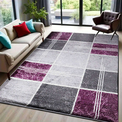 Geometric Box Pattern Rug – Modern Living Room
