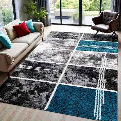 Geometric Box Pattern Rug – Modern Living Room